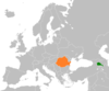Location map for Armenia and Romania.