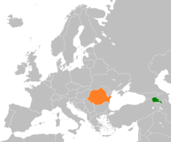 Map indicating locations of Armenia and Romania