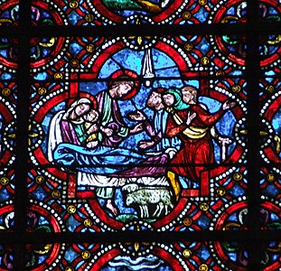 Detail of 13th c. window in Chapel of Notre-Dame