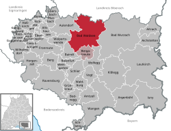 Elhelyezkedése Baden-Württemberg térképén