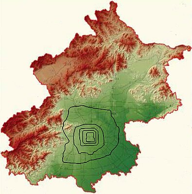 Kartposition Kina Peking storstadsområde