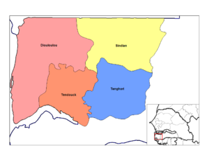 Arrondissements of Bignona Bignona arrondissements.png