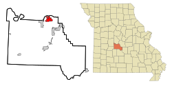 四季村在康登縣及密蘇里州的位置（以紅色標示）