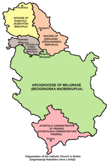 Arcidiecéze bělehradská na mapě