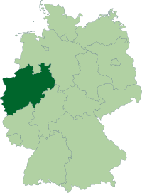 Poloha spolkovej krajiny Severné Porýnie-Vestfálsko v Nemecku (klikacia mapa)
