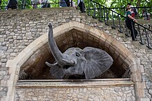 Wire elephant sculpture at the tower by Kendra Haste Elephant sculpture by Kendra Haste, Tower of London.jpg