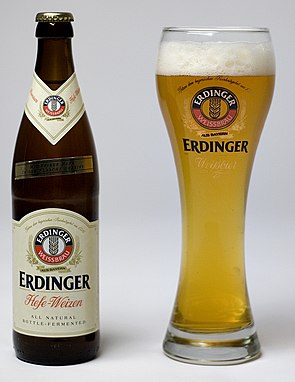 Erdinger Hefe-Weizen beer from Erding in Bavaria, Germany.