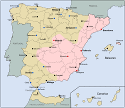 Location of the Spanish State (Nationalist Zone) during the Spanish Civil War in the Interwar Period.