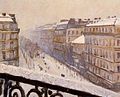 Gustave Caillebotte: Boulevard Haussmann im Schnee, 1880–81, Blick des Künstlers aus der eigenen Wohnung