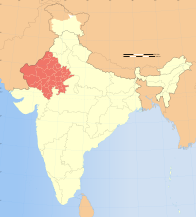 ராஜஸ்தானின் அமைவிடத்தைக் காட்டும் வரைபடம்