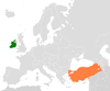 Location map for Ireland and Turkey.