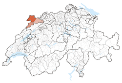 Cairt o Swisserland, location o Jura highlighted