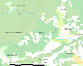 Mapa obce Ribes