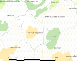 Mapa obce Saint-Jean-de-Cornies