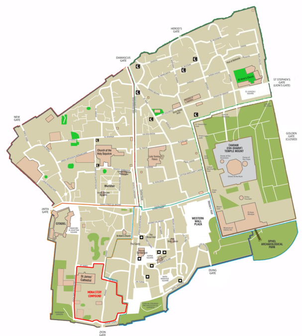 Map of Jerusalem - the old city.
