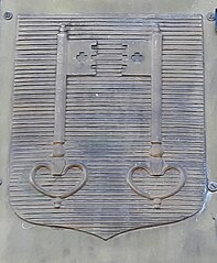 Blason de Mont-de-Marsan sur plaque de bronze.