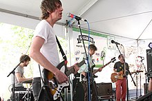 Obits performing at the 2009 South by Southwest festival. Left to right: Gursky, Froberg, Simpson, and Habibion.