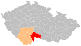 Poloha okresu Jindřichův Hradec v Česku (klikacia mapa)