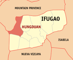 Mapa ng Ifugao na nagpapakita sa lokasyon ng Hungduan.