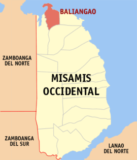 Baliangao na Misamis Ocidental Coordenadas : 8°40'N, 123°36'E