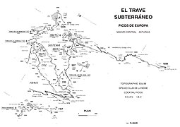 Plan général du système souterrain du Travé, travaux topographiques de 1983 à 1998.