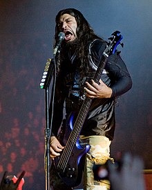 Robert Trujillo performing live with Metallica at O2 in London, England, September 15, 2008.