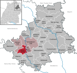 Elhelyezkedése Baden-Württemberg térképén