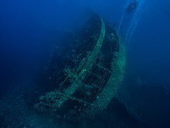 Stern view of the wreck