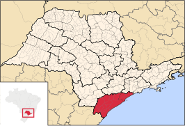 Ligging van de Braziliaanse mesoregio Litoral Sul Paulista in São Paulo