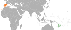 Карта с указанием местоположения Испании и Вануату