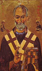 A 13th-century depiction of St. Nicholas from Saint Catherine's Monastery, Sinai St Nicholas Icon Sinai 13th century.jpg