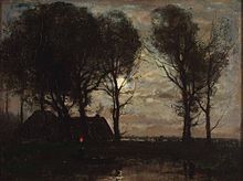 Landschap bij maanlicht, olieverf op doek, 57 × 45 cm. Coll. Museum Veluwezoom, Doorwerth