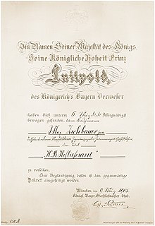 Königlich bayerische Hoflieferanten-Urkunde aus dem Jahr 1905