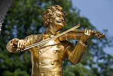 A monument of Johann Strauss II in the Stadtpark Vienna - Johann Strauss Monument in Stadt Park - 4572.jpg