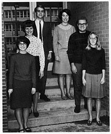 Craig as furthest back to the left with fellow members of the East Peoria High School Math Club WLC President of High School Math Club.jpg