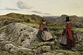 Welsh Landscape with Two Women Knitting (1860)