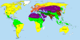 Map of the world in 200 BC showing the Han dynasty, the Greco-Bactrian Kingdom, the Maurya Empire and the Yuezhi (Kushans) World in 200 BCE.png