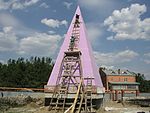 Golod pyramid under construction in Bolshoye Sidelnikovo, Sverdlovsk Oblast.