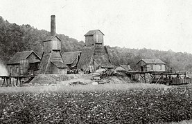 Temporary installations for drilling the Chanois shaft.