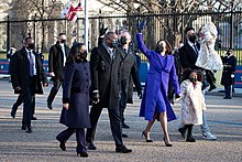 Vice President Kamala Harris, surrounded by members of her family and Secret Service 210120-H-AT513-045 (50874722948).jpg