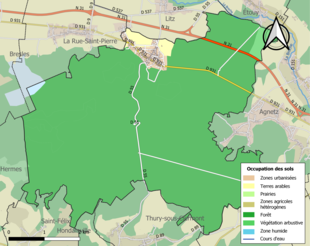 Carte en couleurs présentant l'occupation des sols.