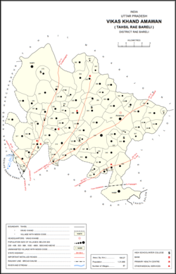 Map showing Oya (#284) in Amawan CD block