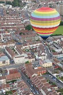 A hot air balloon in flight Bibf hot air balloon.jpg