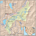 カーソン川、トラッキー川、ハンボルト川、流域の地図、ネバダ州西部