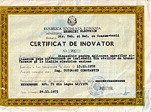 Certificat de inovator