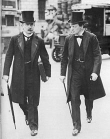 Liberal politicians David Lloyd George and Winston Churchill enacted the 1909 People's Budget which specifically aimed at the redistribution of wealth ChurchillGeorge0001.jpg