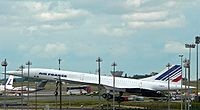 An Air France Concorde. The supersonic commercial aircraft was developed jointly by the United Kingdom and France. ConcordeCDG.jpg