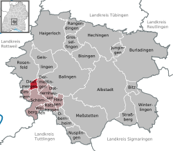 Elhelyezkedése Baden-Württemberg térképén