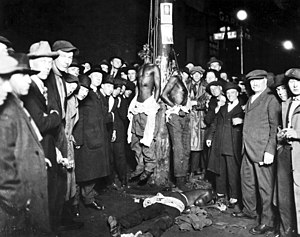 A postcard of a Duluth lynchings, June 15, 1920