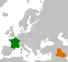 Location map for France and Iraq.